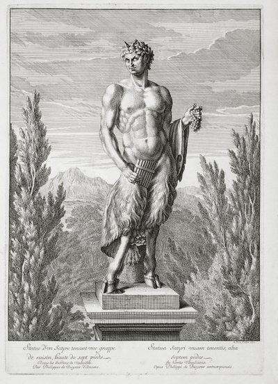 Statue of a Satyr holding a bunch of grapes, Versailles by Jean Lepautre